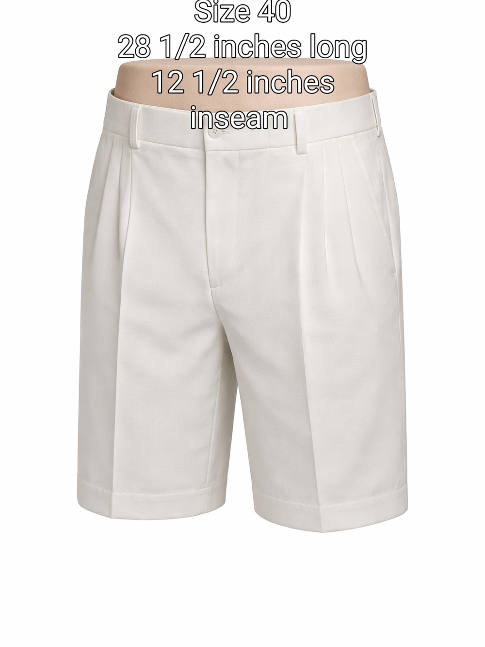 Men's White Pleated Dress Shorts